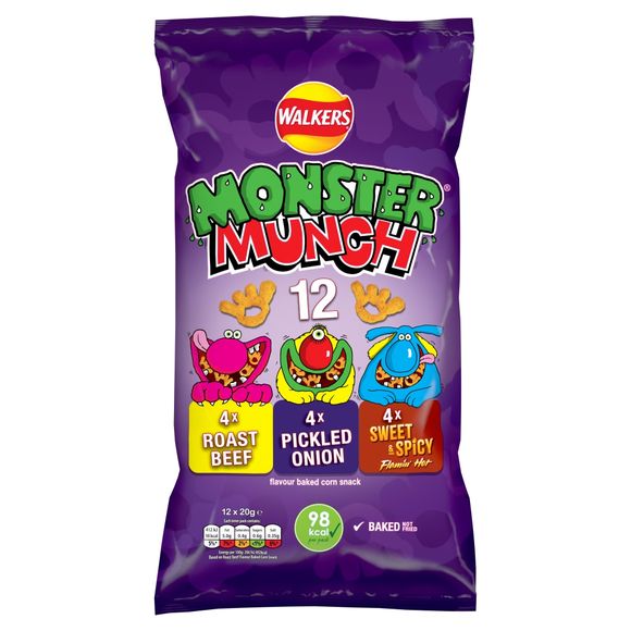 Walkers Monster Munch Variety Multipack Snacks Crisps 12 X 20g